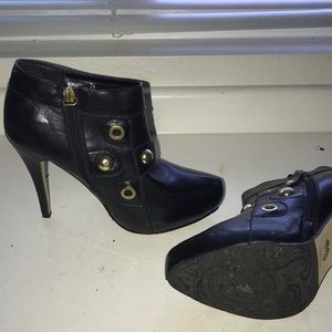 black studded heel booties